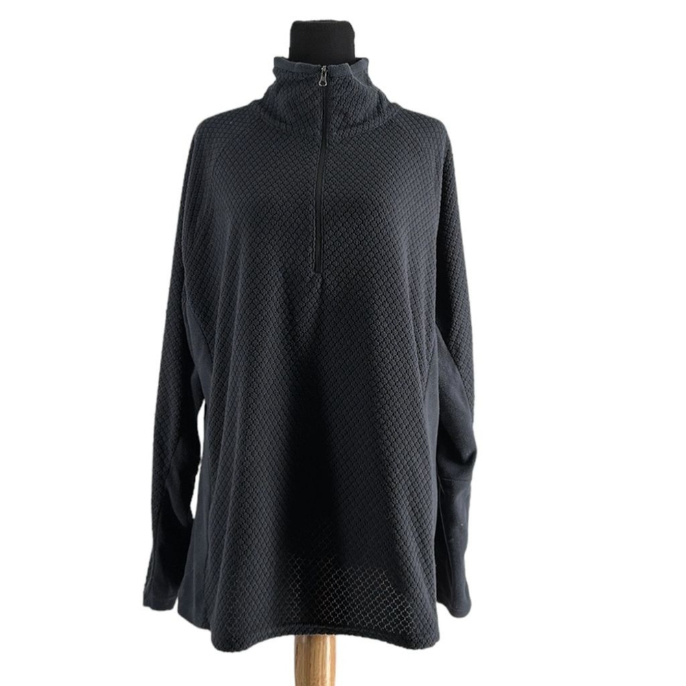 columbia quilted sweater thin 1/4 zip jacket Black outdoors hiking sz 1X